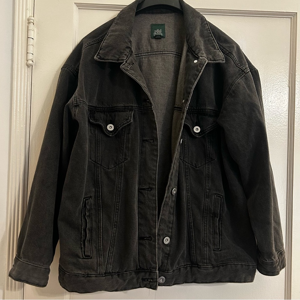 Black Jean Jacket Oversized 100% Cotton